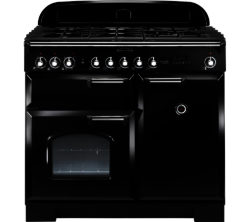 RANGEMASTER  Classic Deluxe 100 Dual Fuel Range Cooker - Black & Chrome